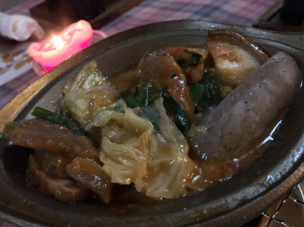 beef pork belly sausage and cabbage at minshuku tsugizakura