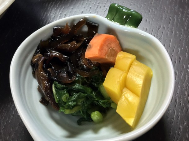 japanese breakfast pickles at minshuku tsugizakura
