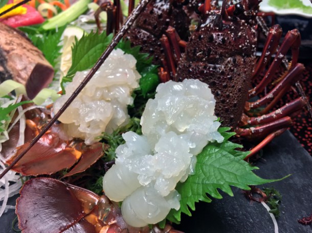 lobster sashimi at hotel nakanoshima wakayama