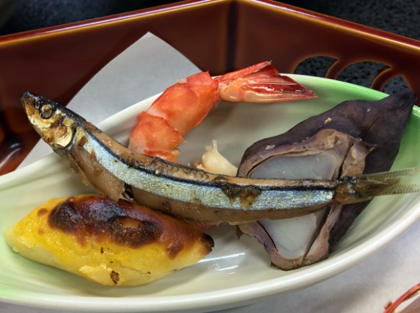 prawn and saury at ryokan adumaya