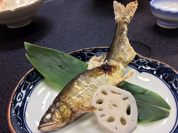 salt-baked aju at ryokan adumaya
