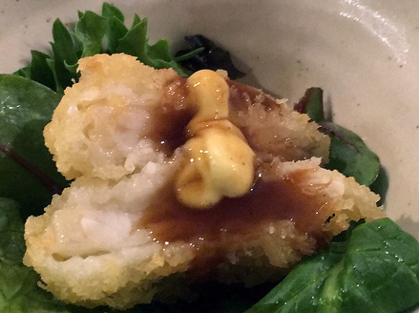 minced prawn with curry sauce at jugemu