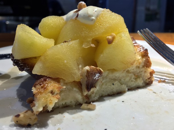 apple and walnut challah french toast at monty's deli