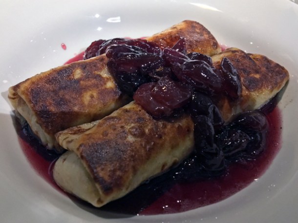 blintzes with cherries at monty's deli