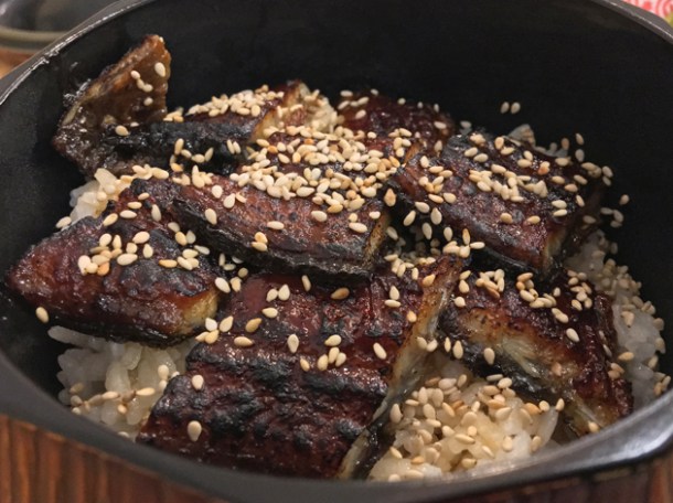 grilled eel with rice unagi don at machi-ya