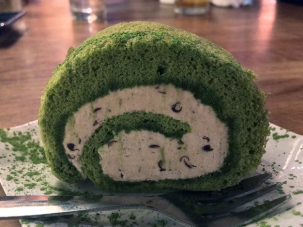 rolled matcha and adzuki bean cake at shoryu kingly court