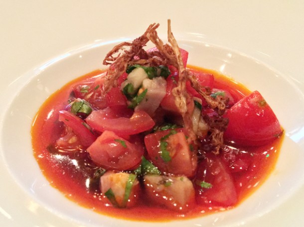 smoked eel and tomato at xu london