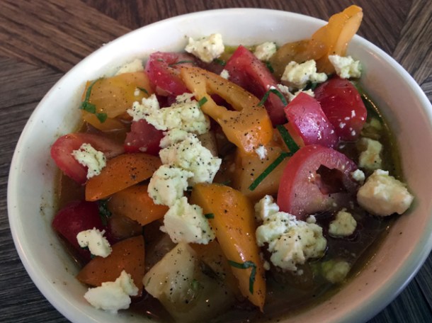 tomatoes, cheese and lovage at the wigmore