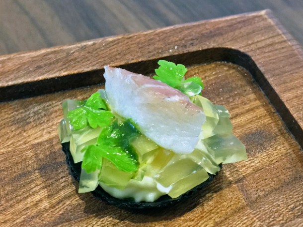jellied eel amuse bouche at core by clare smyth