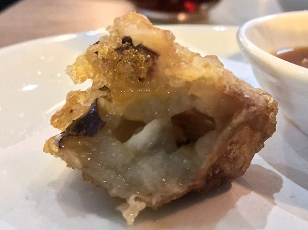battered fried courgette piece at gilly's fry bar