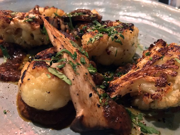 cauliflower and oyster mushrooms at breddos tacos soho