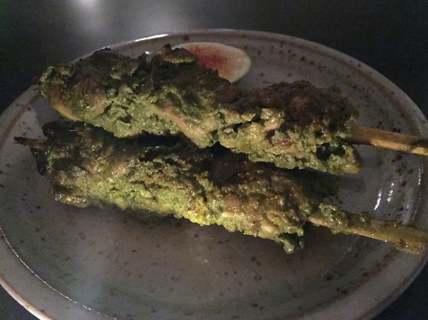 chicken kebabs at gul and sepoy
