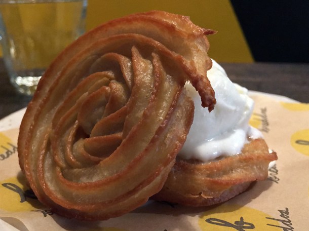 churros ice cream sandwich at breddos tacos soho