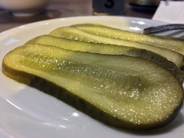 sliced pickles at gilly's fry bar