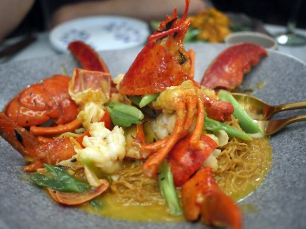 lobster noodles at duddell's london bridge