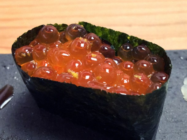 salmon roe wrapped in nori at yen the strand