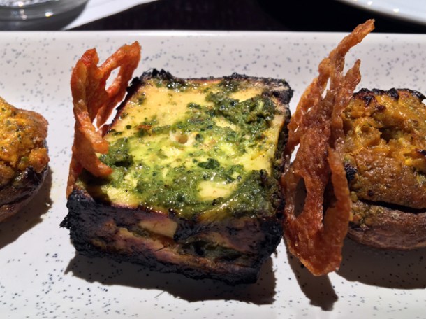 mint paneer and stuffed mushrooms at bombay bustle