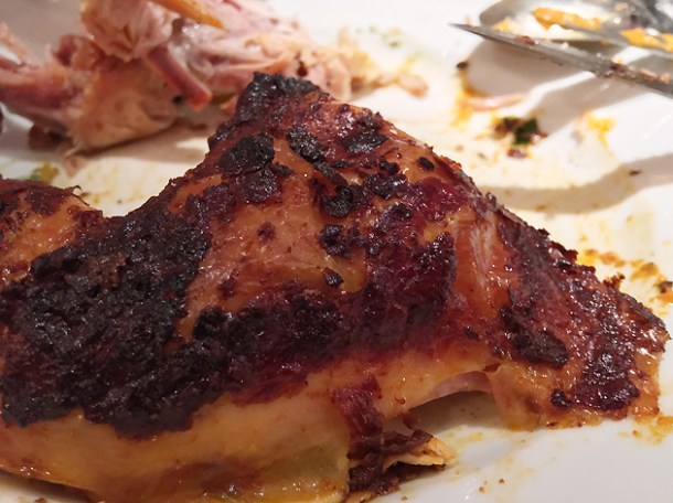 roast chicken skin at bombay bustle