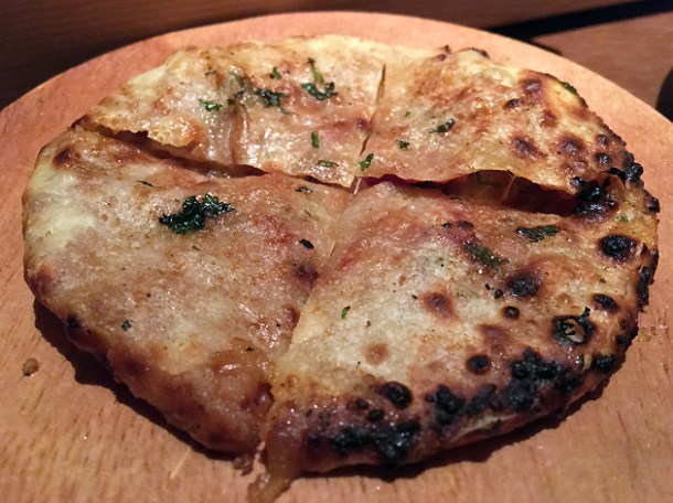 bacon-stuffed kulcha at indian accent london