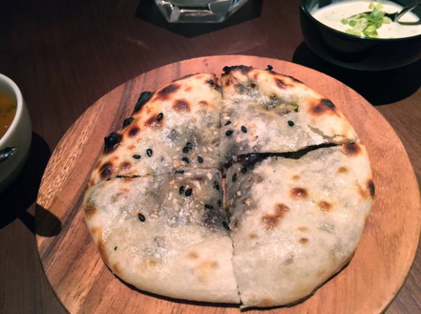 black pudding naan at indian accent london