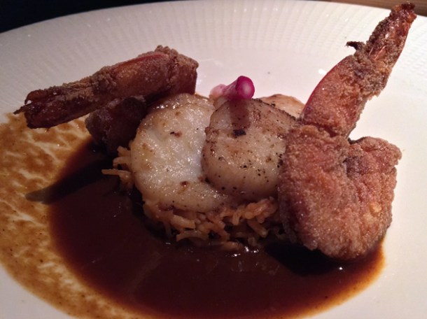 prawns and scallops with fried rice at indian accent london