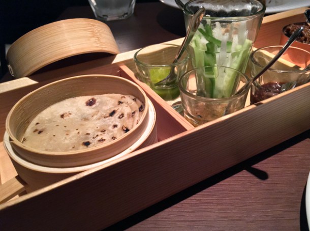 roast lamb pancakes at indian accent london