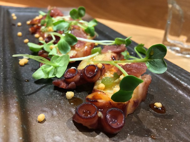 octopus carpaccio at sushi atelier