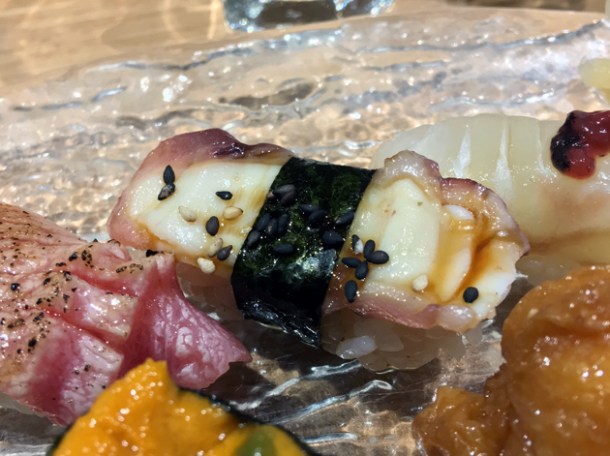 octopus nigiri at sushi atelier