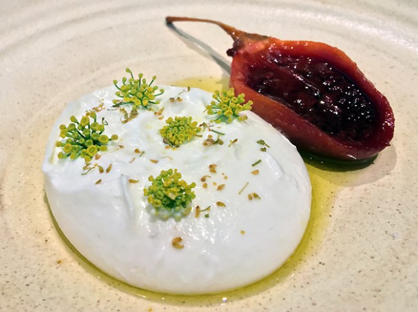 burrata with confit tamarillo at hide ground