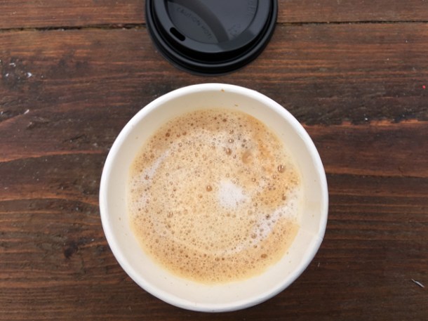 flat white from change please at street feast woolwich public market
