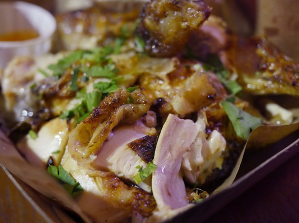 half rotisserie chicken from henhaus at street feast woolwich public market