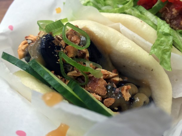 mushroom bao from yum bun at street feast woolwich public market