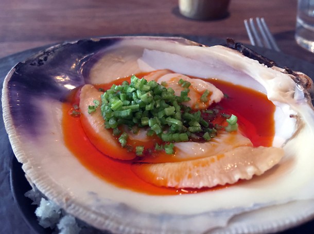 cherrystone clam in Sichuanese sauce at st leonards