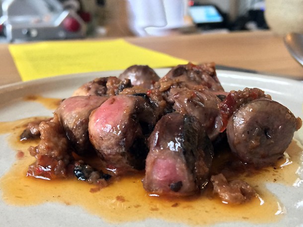 duck hearts in xo sauce at bright