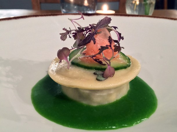 duck confit ravioli at henry's bath