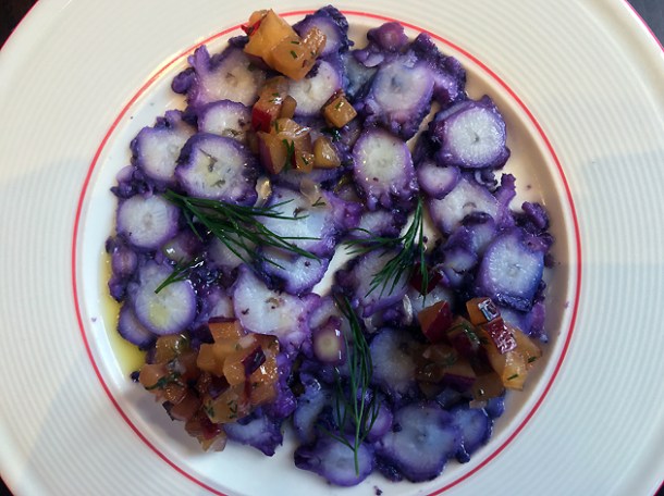 octopus carpaccio at bob's lobster
