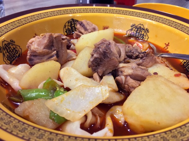 big plate chicken noodles at xian biang biang noodles aldgate