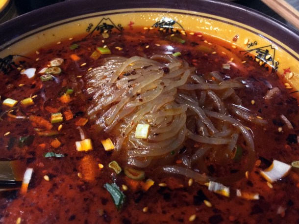 sweet potato noodles at xian biang biang noodles aldgate