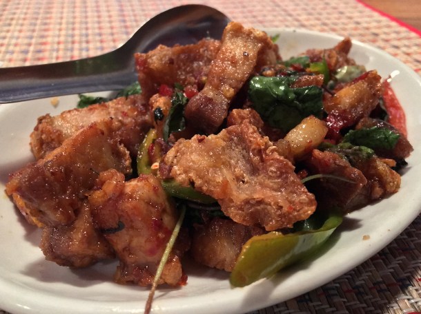 moo krob crispy pork belly at singburi