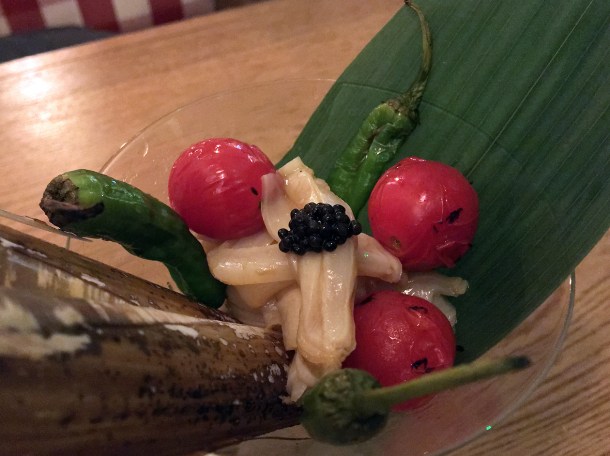 razor clam cocktail salad at red farm covent garden