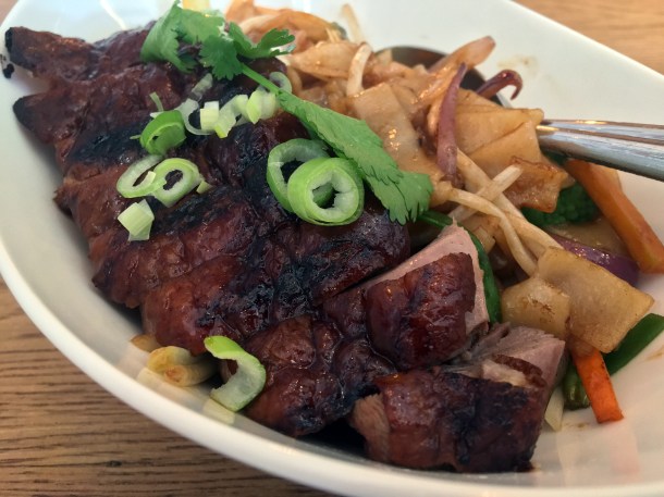 roast duck ho fun rice noodles at red farm london