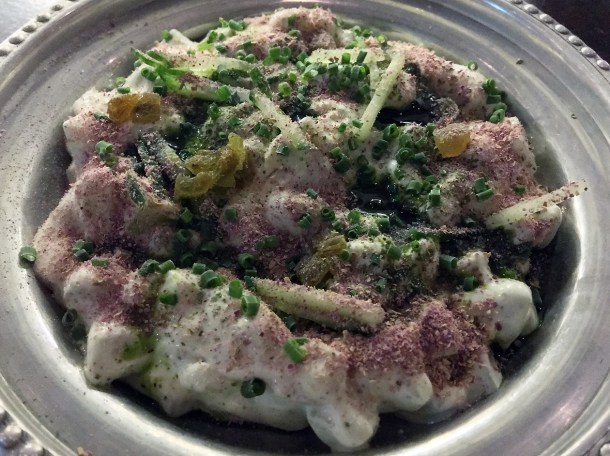greek yoghurt with raisins and cucumbers at berenjak