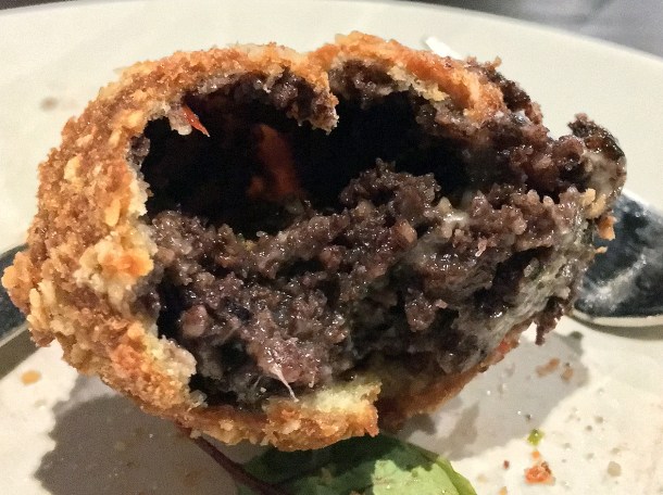black pudding croquette at burger and beyond