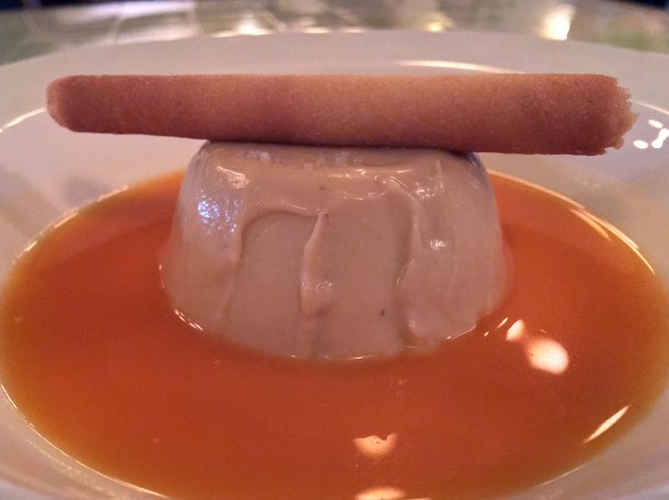 salted caramel panna cotta with macadamia wafer at yeni