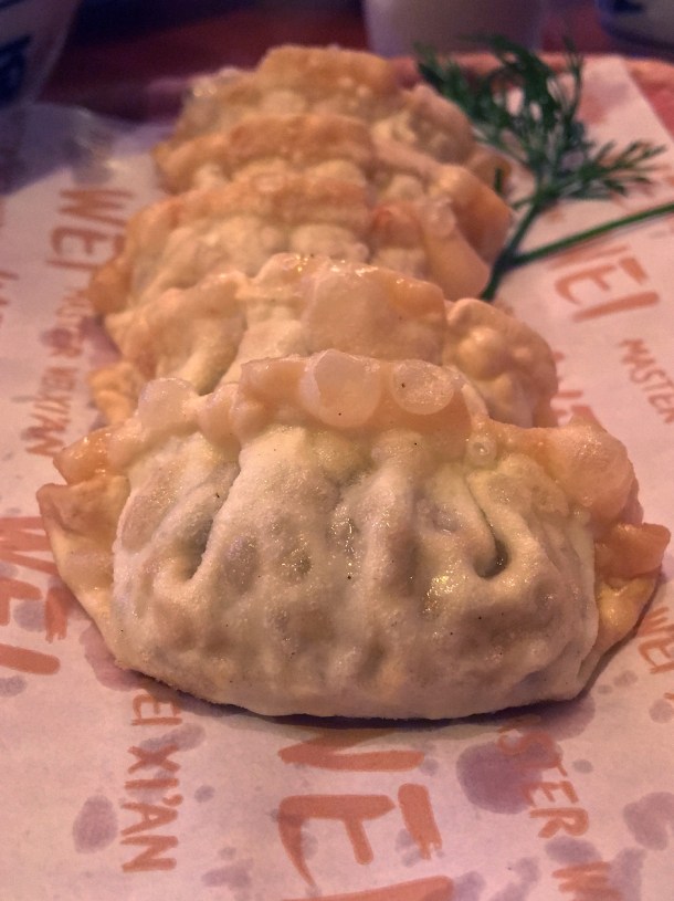 chicken and vegetable fried dumplings at master wei