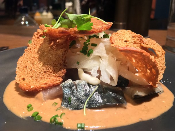copyrighted photo of lightly smoked mackerel at Barullo London