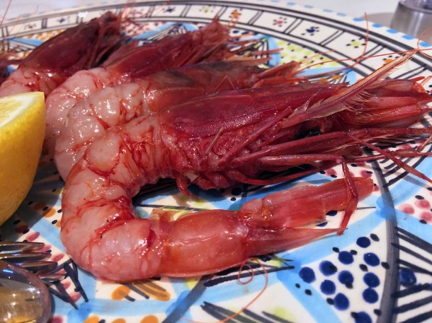 illustrative photo of the purple prawns at Pescheria Assunta