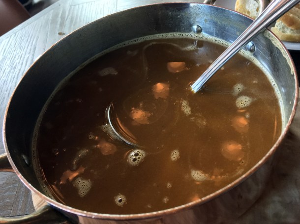 illustrative photo of the bouillabaisse broth at Wild Honey St James