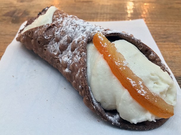 illustrative photo of the candied orange cannolo from Little Sicily at Mercato Metropolitano