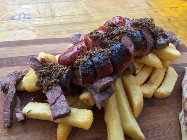illustrative photo of the chorizo, steak and chips from Argentine Grill at Mercato Metropolitano